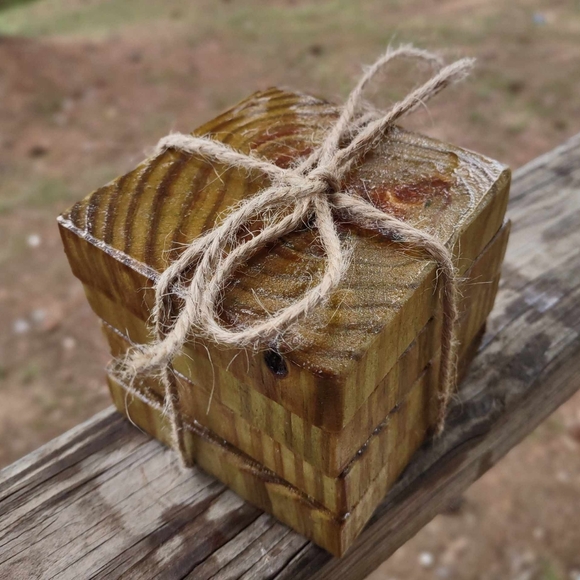 Rustic Wood Coasters (Handmade) Set of 4 - Picture 2 of 5